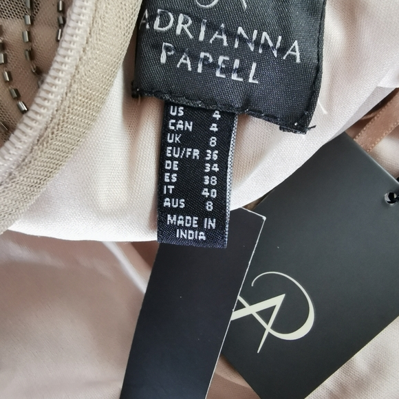 Adrianna Papell Nude Beaded Gown Size 4 - Picture 4 of 12